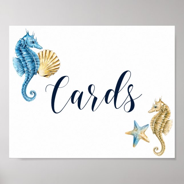 Under the Sea Wedding Horizontal Card Sign (Front)