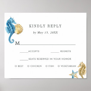 Under the Sea Wedding RSVP with Meal Choice Poster