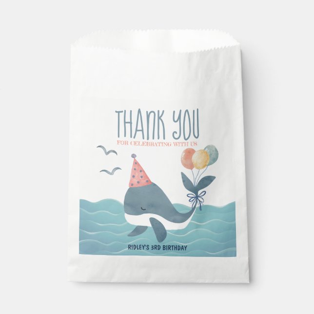 Under The Sea Whale Birthday Thank You Favour Bags (Front)