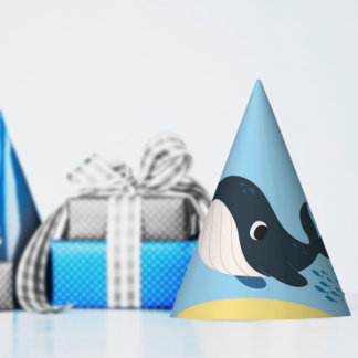 Under the sea whale boys birthday party invitation hat