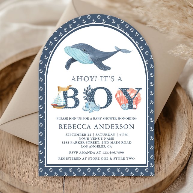 Under the Sea Whale Nautical Arch Baby Shower Invitation (Creator Uploaded)