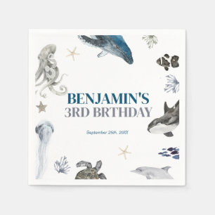 Under The Sea Whale Sea Life Birthday Napkin