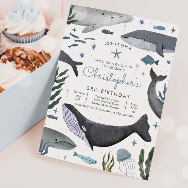 Under The Sea Whale Sea Life Birthday Party  Invitation (Creator Uploaded)