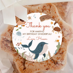 Under the Sea Whale Shark Sea Life 1st Birthday Classic Round Sticker