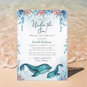 Under The Sea Whales Boy Baby Shower Invitation