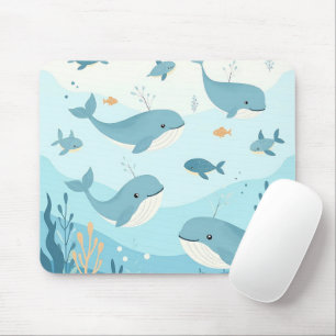 Under the Sea Whales & Fish Kids Mouse Pad
