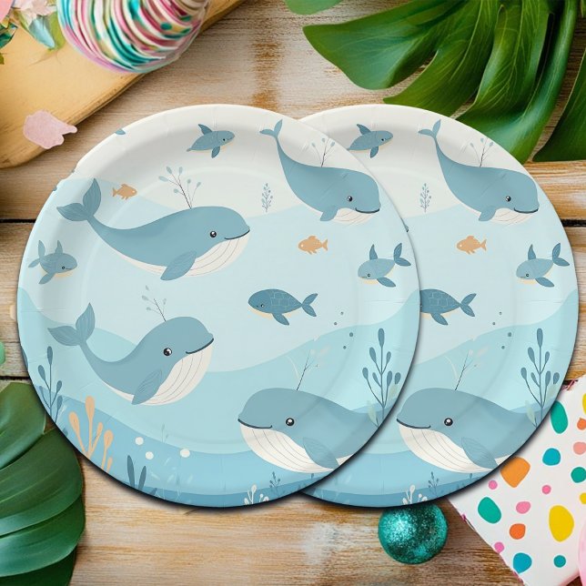 Under the Sea Whales & Fish Kids Paper Plate (Creator Uploaded)
