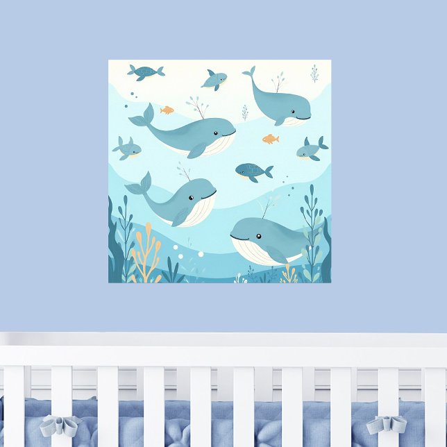 Under the Sea Whales & Fish Nursery Poster (Creator Uploaded)