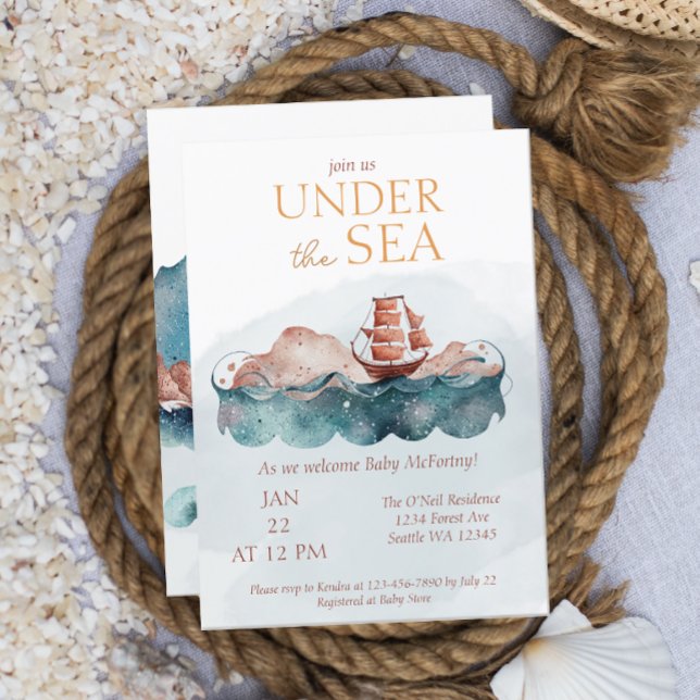 Under the Sea Whimsical Ocean Baby Shower Invitation (Creator Uploaded)