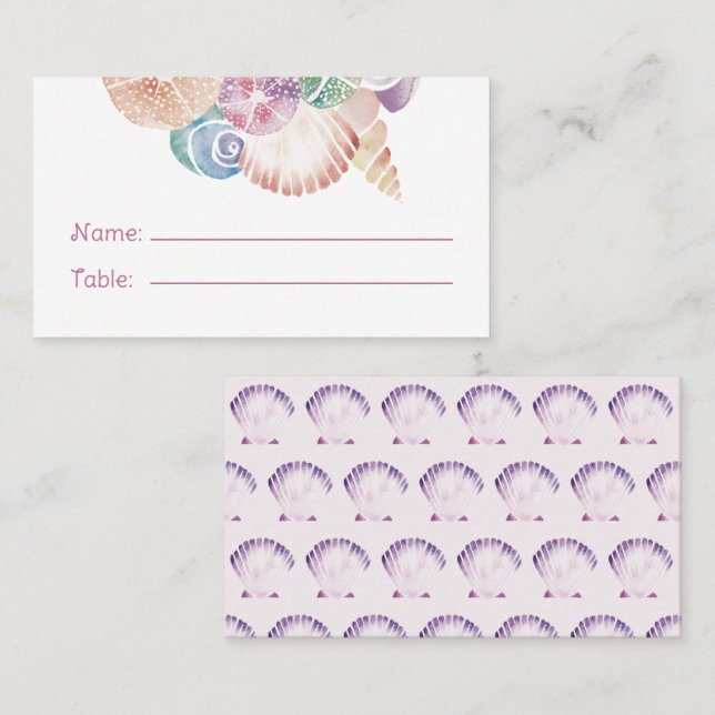 Under the Sea Whimsical Watercolor Beach Name Place Card (Front/Back)