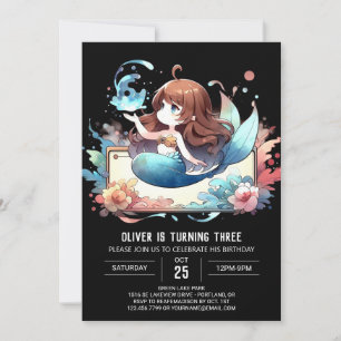 Under the Sea Whimsy Mermaid Birthday Invitation