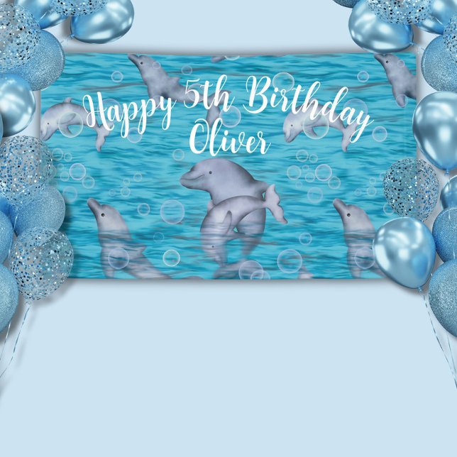 Under The Sea With Dolphins Birthday Party Banner (Creator Uploaded)