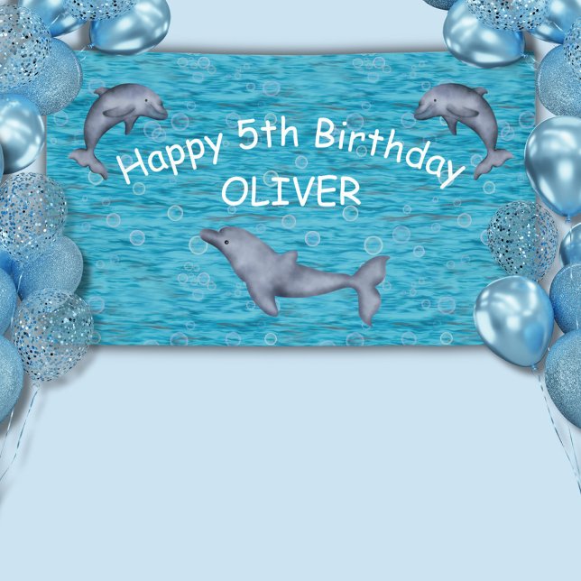Under The Sea With Dolphins Birthday Party Banner (Creator Uploaded)