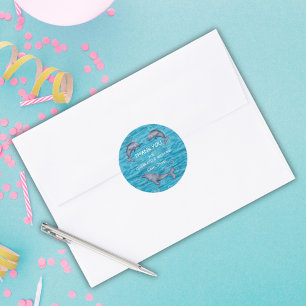 Under The Sea With Dolphins Birthday Party Classic Classic Round Sticker