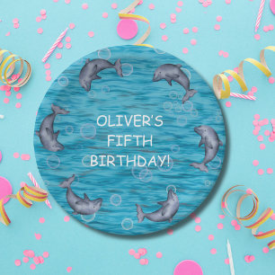 Under The Sea With Dolphins Birthday Party Paper Plate