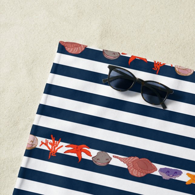 Under the sea with nautical stripes beach towel (In Situ)
