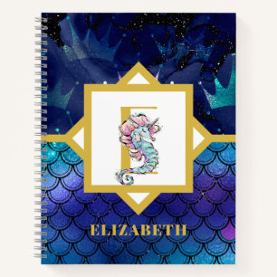 Under the Sea with  Seahorse Unicorn Add Initial Notebook