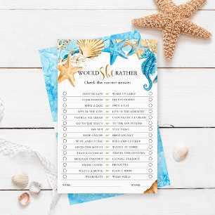 Under the Sea Would She Rather Bridal Shower Game