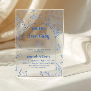 Under The Sea You Soon Blue Boy Baby Shower Acrylic Invitations