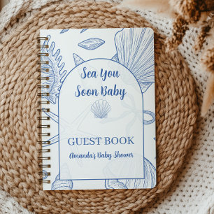 Under The Sea You Soon Blue Boy Baby Shower Guest Notebook