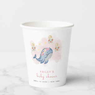 Under The See Sweet Whale Floral Baby Shower Paper Cups