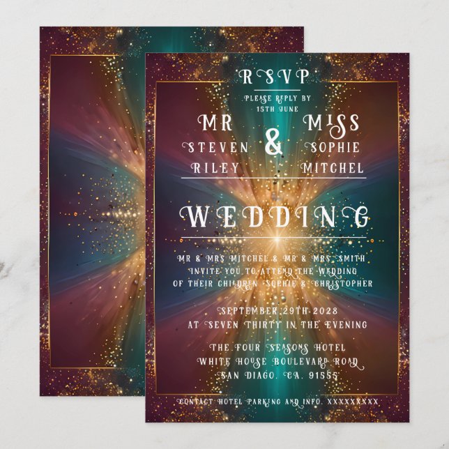 "Under the Stars: A Celebration of Love" Invitation (Front/Back)