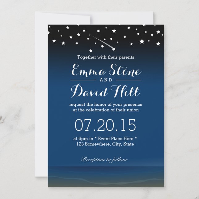 Under the Stars Beach Wedding Invitation (Front)