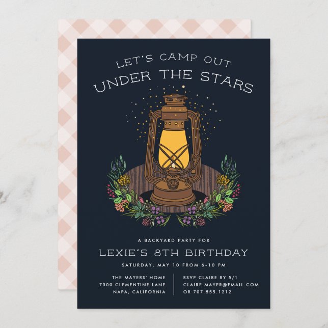 Under the Stars | Camping Birthday Party Invite (Front/Back)