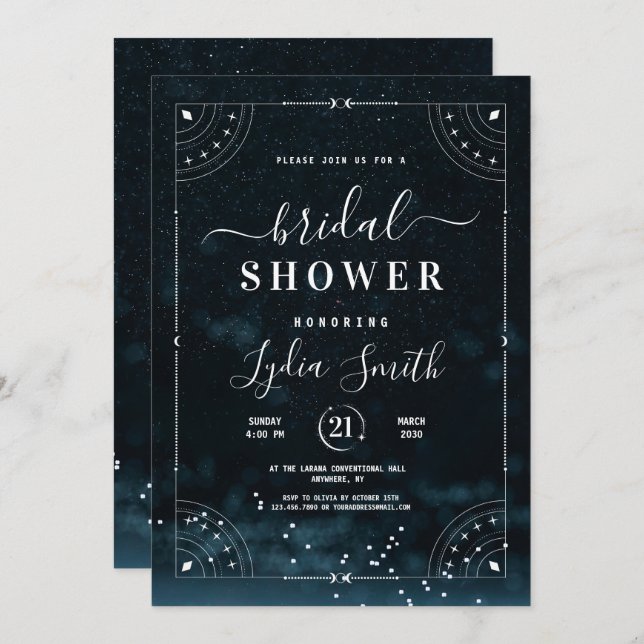 Under the Stars Celestial Bridal Shower Starry  Invitation (Front/Back)