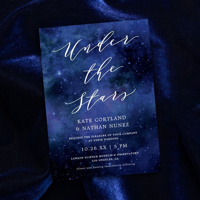 Under The Stars Chic Space Astronomy Stars Wedding Invitation (Creator Uploaded)