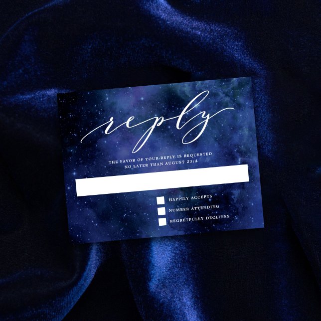 Under The Stars Chic Space Astronomy Wedding Reply RSVP Card (Creator Uploaded)