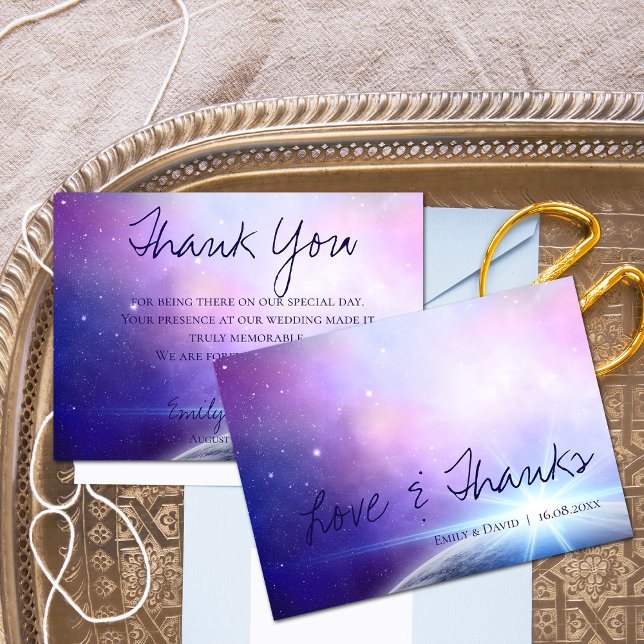 Under The Stars Elegant Love & Thanks Wedding Thank You Card (Under The Stars Elegant Love & Thanks Wedding Thank You Card)