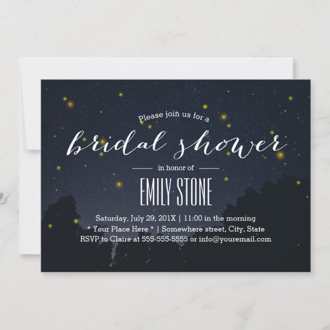 Under the Stars Fireflies Summer Bridal Shower Invitation (Front)