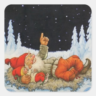 “Under the Stars” Gnomes by Jenny Nystrom Square Sticker