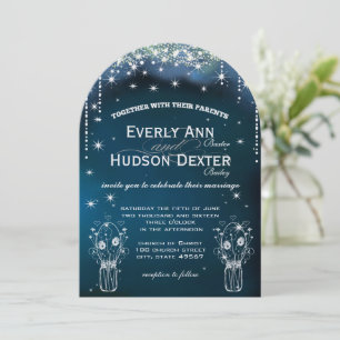 Under the Stars Mason Jar Floral Farmhouse Wedding Invitation