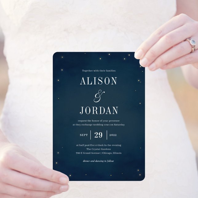 Under The Stars Modern Outdoor Wedding Invitations (Creator Uploaded)