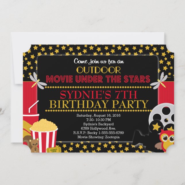 Under the Stars Outdoor Movie Party Invitation (Front)