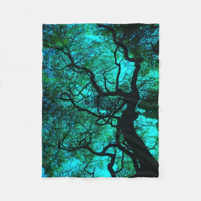 Under The Tree in Turquoise Fleece Blanket (Front)