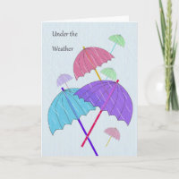 Under the Weather Card with Colourful Umbrellas