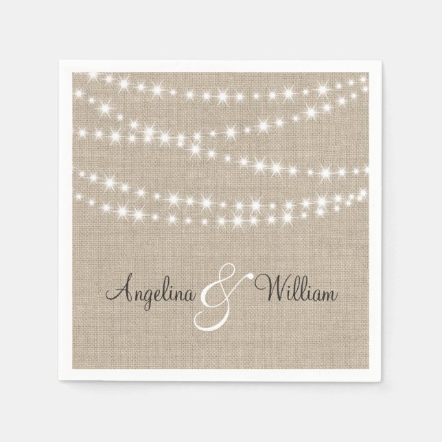 Under Twinkle Lights on Burlap Napkin (Front)