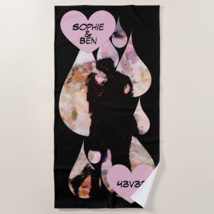 Under Umbrella: Romantic Couple Kissing in Rain Beach Towel