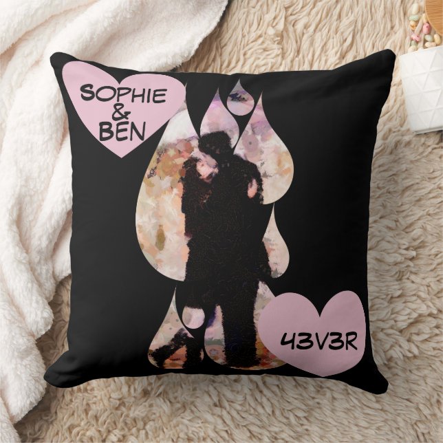 Under Umbrella: Romantic Couple Kissing in Rain Cushion (Blanket)