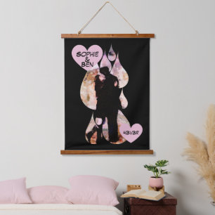Under Umbrella: Romantic Couple Kissing in Rain Hanging Tapestry