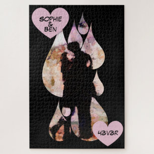 Under Umbrella: Romantic Couple Kissing in Rain Jigsaw Puzzle