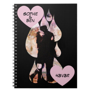 Under Umbrella: Romantic Couple Kissing in Rain Notebook