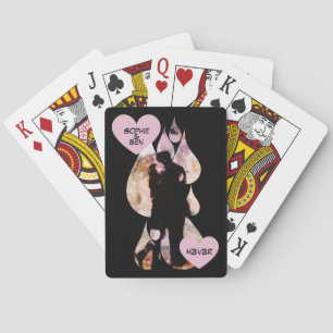 Under Umbrella: Romantic Couple Kissing in Rain Playing Cards