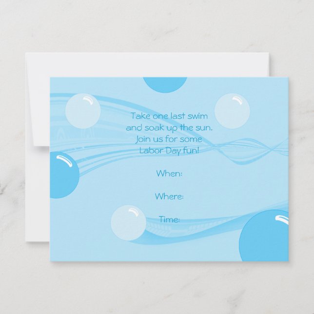 Under Water Bubbles Pool Party Invitation (Front)