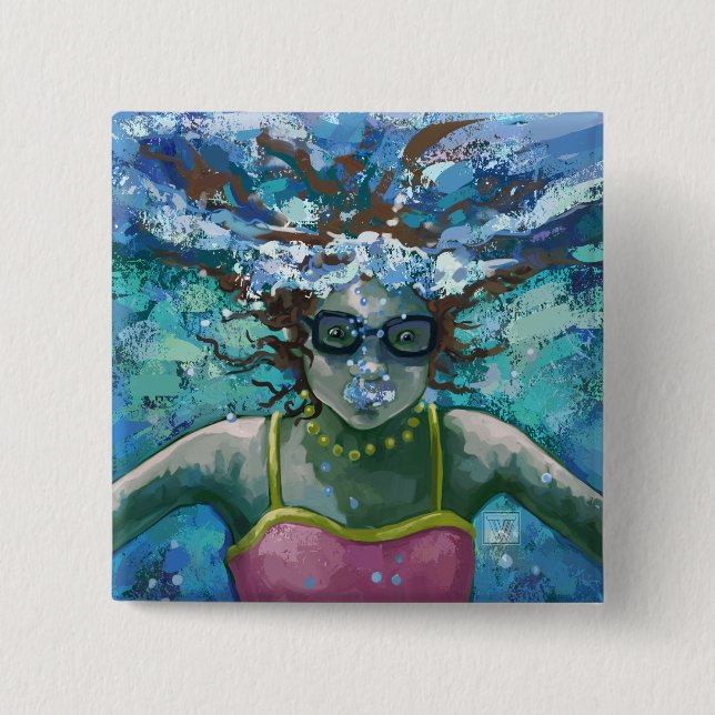 Under Water Swim 15 Cm Square Badge (Front)