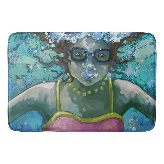 Under Water Swim Art Bath Mat (Front)