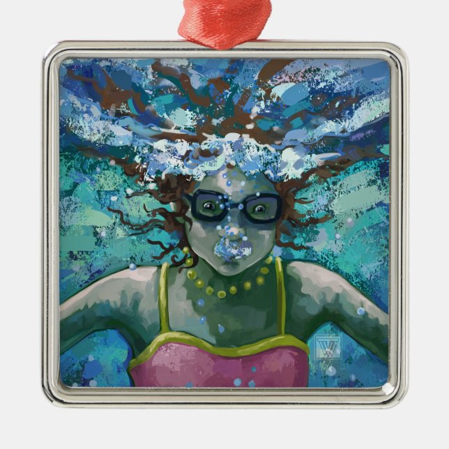 Under Water Swim Metal Tree Decoration (Front)